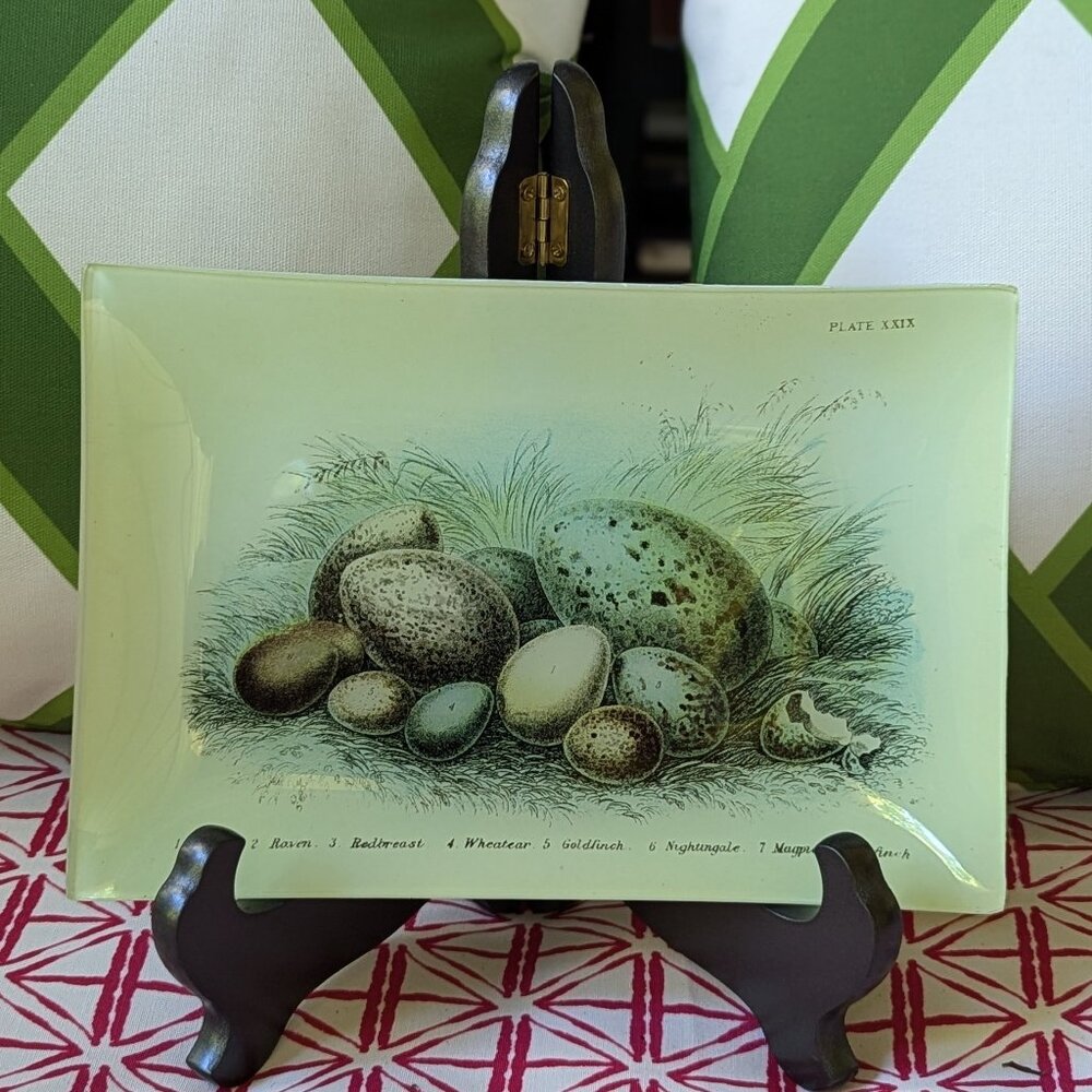 Small Decoupage  Glass Tray in the Style of John Derian